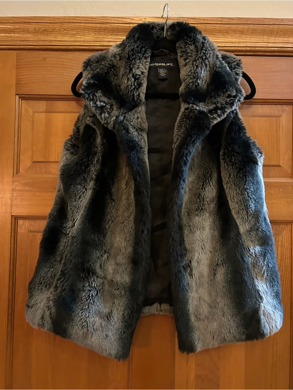 Kristen Blake Charcoal Faux Fur Sleeveless Vest